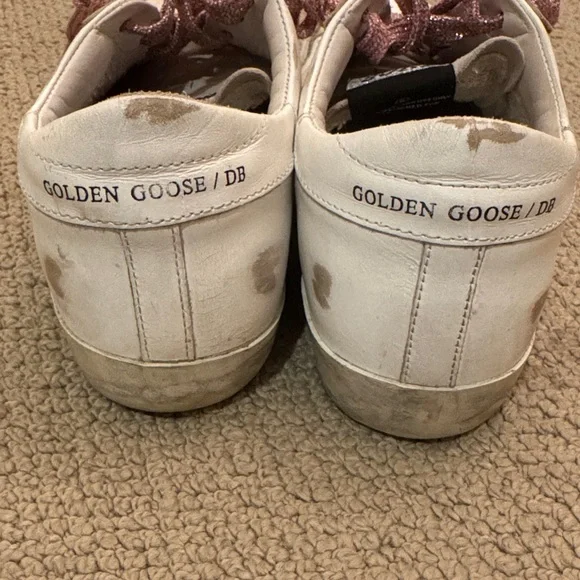 Golden Goose Women's White Sneakers with Pink Accents - Picture 4 of 7
